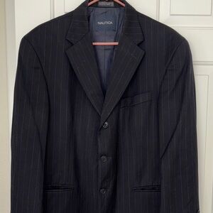 Nautica Men's Black Pinstripe Suits 40S W36